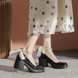 Zingj Heels Women 2024 New Pearl French Thick With Non-Slip White Mary Jane Gentle Wind Shallow Single Shoes