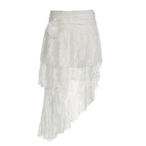 Zingj Design Feeling Girl Gentle Wind Short Skirt Summer New Style Lace Splicing Flower