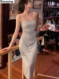 Summer Spaghetti Strap Midi Dress Women Sexy Prom Evening Bodycon Party Birthday Club Fashion
