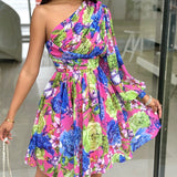 Zingj New Fashion Off-The-Shoulder Waist Print Women's