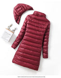 Korean Version Slim Light Down Jacket Female Long Slim Standing Collar Can Take Off The Hat Women's Large Size Coat Tide-Outfit