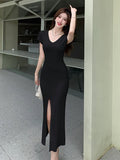 Zingj Woman's New Pure Desire Temperament In Summer Shows A Long Dress With Split