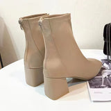 Zingj Boots 2024 New Women's Boots Winter Head Back Zipper Short Boots Women's Thick Heels Children's