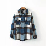 New Autumn Sanded Blouse Women's Lapel Single-Breasted Plaid