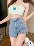 Jean Shorts Women Summer High Waisted Solid Hot Short Jeans For Ladies Elastic High Waist Denim Shorts Women