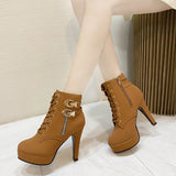 Zingj Women's Boots Super High-Heeled Boots 2024 Autumn And Winter New Fashionable Large-Size Fine-Heeled Female Martin