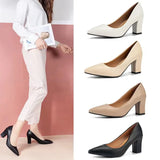 Zingj Single Shoes Women's Thick Heels 2023 Autumn New Pointed Work Shoes With A Shallow Mouth And A Simple Korean Version Of High