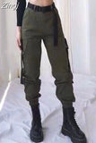 Pants Women Sashes Cargo Safari-style Pockets Unisex BF Loose All-match Ulzzang Streetwear Hip-hop Students Trendy