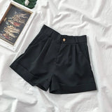 Waisted Shorts Women Simple Japanese Style Chic Casual Soft Daily Ladies Trousers Basic Loose Ins Woman Bottom