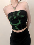 Punk Black Crop Tops Gothic Cyber Y2k Grunge Bodycon Women Strapless Backless Summer Sexy Basic Crop Tube