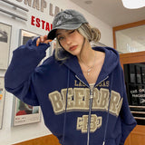 Printing Hoodies Women High Street Retro Loose Simple Sweatshirts Vintage Casual Long Sleeve Sweatshirt Women Clothes