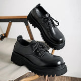 Zingj Shoe Men Summer Low Top Martin Boots Plasole Black Toge Shoes British Casual Small Leather Shoes