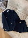 2023 Autumn New Arrivals College Style Blazer Jacket for Women - Petite Suit Girl Pleated Skirt Set 2 Piece Suit Female