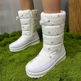 Autumn And Winter New Flat Bottom With Snow Boots Women Fashion Large-Size Round Head Side Zipper Long Barrel Women's