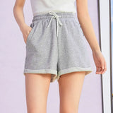 Casual Shorts Women Drawstring Elastic Waist College Style 2021 Summer New Student Sports Loose Knit