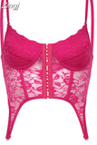 Strap Chic Fashion Hook Summer White Lace Top Female Transparent Bandage Y2K Cropped Corset Tops Camisole Tie Up