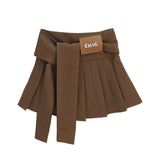 Half-Dress Girl Hottie Thin A-Word Short Skirt Summer New High-Waist College Style Pure Folding