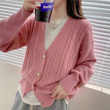 Zingj And Winter New Cashmere V-Collar Twist Sweater Women's Korean Version Lazy Cardigan