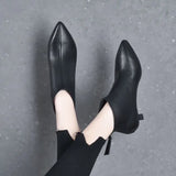 Zingj Women's Boots 2023 Autumn And Winter New Low-Heel Foreign Style Small Bare Boots Thin Heel Cowhide Rear Zipper With Short