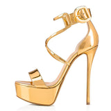 Lady Waterproof Table Buckle Exposed Toe Dew High-Heeled Sandals