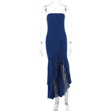 Zingj Women's Wear Spring / Summer 2024 New Fashion Sexy Open Shoulder Wipe Chest Irregular