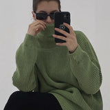 Autumn And Winter Scissors Collar Soft Sweater Skirt Elegant Loose Dress In