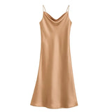 Summer Satin Dress 2022 Strapless Spaghetti Strap Long Backless Dresses Party Casual Basic Maxi Dress Women