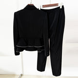 Star Fashion New Zipper Lotus Side Blazer Small Foot Trousers Set Two