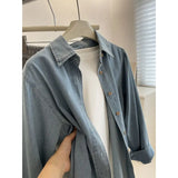 Two-Color Cowboy Shirt Women Spring And Autumn New Retro Spousal Folding Wearing Long-Sleeved Shirt Casual Coat