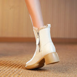 Zingj Winter New Rabbit Hair Warm Snow Boots Martin Boots Thick Heels Side Zipper Women's Short Boots Fashion