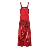 New Style Socialite Stylish Square Collar Vest Evening Dress With Bare Back Sequined