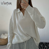Preppy Sweater Women Turn Down Collar Pullover Jumper Vintage Sweater Kawaii Autumn Winter Korean Pull Vintage 90S