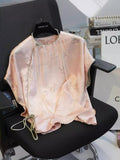 Chinese Style High-End Short-Sleeved Bat Sleeve Shirt Women's 2024 Summer New Disc Button Round Neck