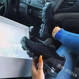 Zingj New Korean Breathable Sports Shoes Women's Inner Heightened Flying Weaving Shoes Tie Breathable Running Shoes In Front Of