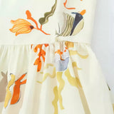 Spring Print Loose Mini Suspender Dress