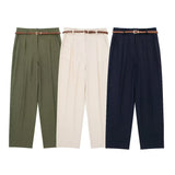 New Braided Ribbon Decorative Blended Straight Leg Pants