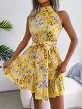 Mid Skirt Elegant Tied Ruffled Floral