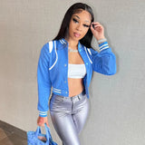 Long Sleeves Hit Color Short Button Baseball Suit Autumn New Fashionable All Kinds Of Spicy Girls Coat
