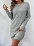 Solid Color Sexy Knitted Skirt Female Geometric Pattern Thread Round Collar Sweater