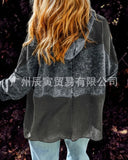 The Ins Fall Ladies Hooded Jacket ¡¤ Niche Make Old Cotton Hoodie Waffg Patchwork Loose Coat-Outfit