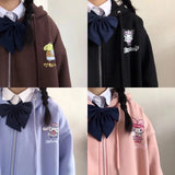 Soft Sister Student Cartoon Meal Jk Coat Zipper Koloumi Cotton Hoodie Jade Cinnamon Dog