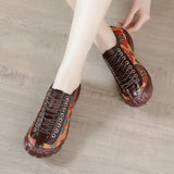 Zingj Mother Shoes Tie Baotou Deep Mouth Women's Shoes Leather Soft Heels Wear-Resistant Soft Soles Fashionable Middle-Aged And