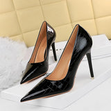 Zingj Sexy Show Thin Shallow Mouth Pointed Ultra High Heel Metal Stone Grain Retro Women's Singles Shoes High