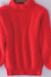 Mohair Thicken Turtleneck Sweater Autumn Winter Sweet Fashion Lantern Sleeve Casual Solid Color Pullover pull