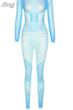 Women Autumn 2023 New Y2K Solid High Street Sexy&Club Slightly Transparent Holes Decoration Long Sleeve Skinny