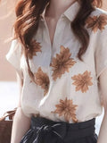 Polo Collar Short-Sleeved Shirt Lady Design Sense Of Niche Summer Alone Special Loose Thin