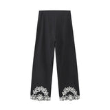 Summer Embroidered Short V-Collar Vest Embroidered Trousers
