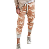 Hemp Blended Print Casual Drawstring Jogging