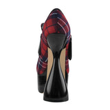Onlymaker Women Round Toe Thick Platform Strange Shape High Heels Canvas Belt Buckle Decoration Novelty Fashion Ankle