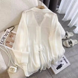 Fork Chiffon Sunscreen Shirt Women's Summer 2025 New Korean Version Of Loose Gas Thin Open Shirt